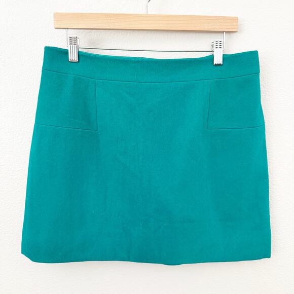 J. Crew | Wool Lined Kelly Green Short Pencil Straight Skirt Y2K Preppy | 12 - Picture 1 of 6